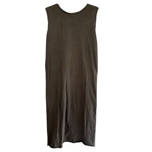 Oak + Fort Tank Dress Sleeveless Casual Midi Dress Olive Green XS Open‎ Sides